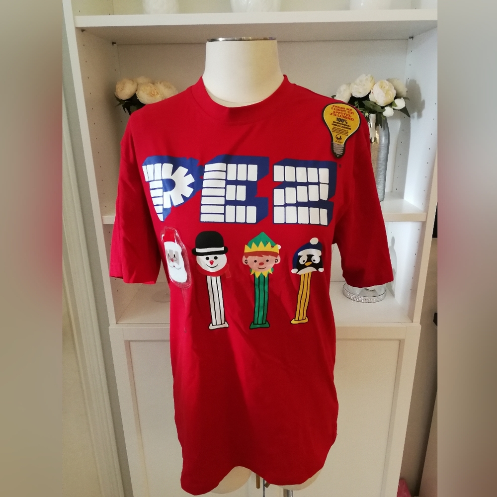 🆕 Medium short sleeve Pez retro Christmas Santa winter COTTON t-shirt